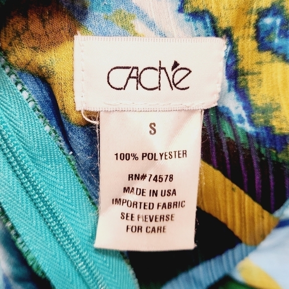 Cache Tropical Wrap, Sexy Blue, Green, Yellow MAXI DRESS Size S - Picture 14 of 14
